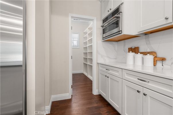 Interior, Kitchen, Marble Walls, Wood Texture Flooring