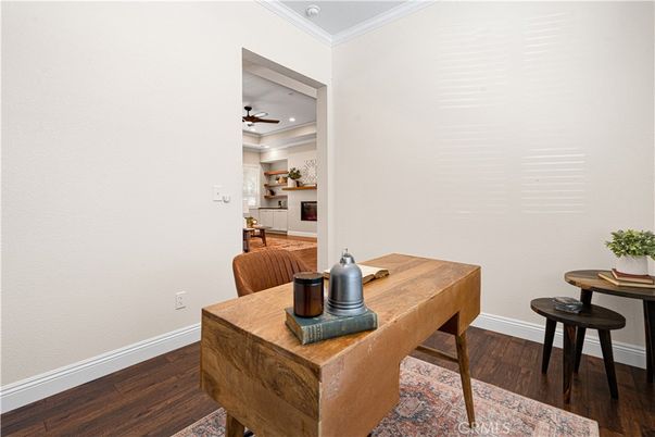 Home Office, Interior, Recessed Lighting, Wood Texture Flooring