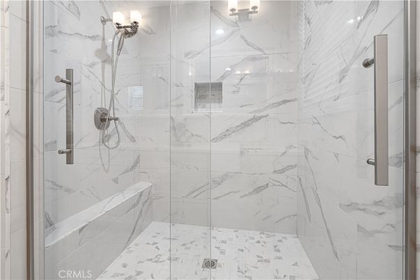 Bathroom, Glass Shower, Interior, Marble Walls