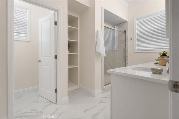 Bathroom, Glass Shower, Interior, Marble, Marble Walls
