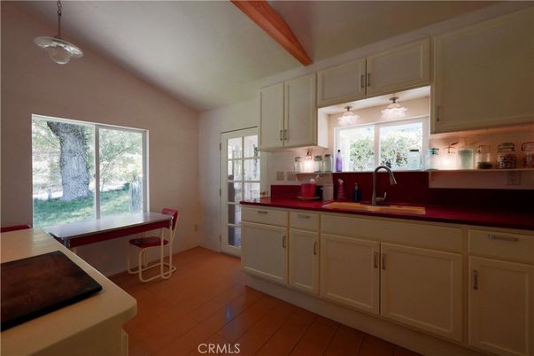 Interior, Kitchen, Pendant Lights, Wooden Beams, Wood Texture Flooring