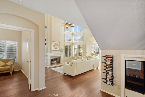 Fireplace, Interior, Living room, Wine Storage, Wood Texture Flooring