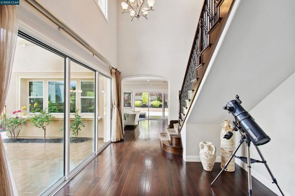 Chandelier, Interior, Recessed Lighting, Wood Texture Flooring