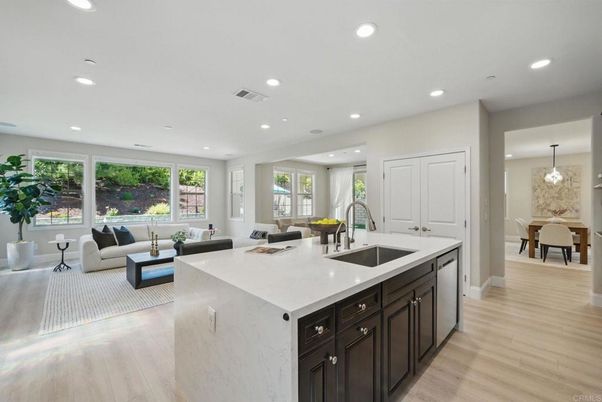 Dining room, Interior, Kitchen, Living room, Pendant Lights, Recessed Lighting, Wood Texture Flooring
