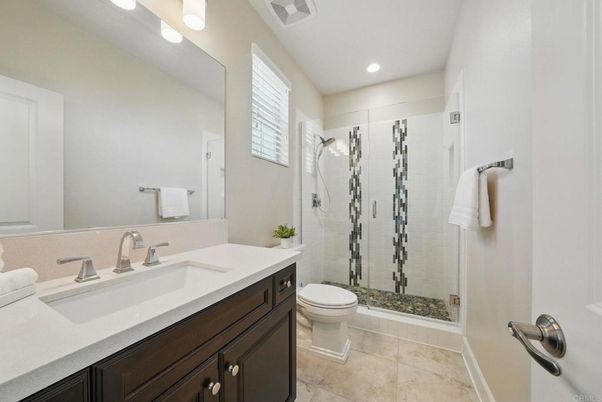 Bathroom, Glass Shower, Interior, Recessed Lighting
