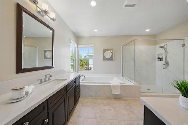 Bathroom, Glass Shower, Interior, Marble Walls, Recessed Lighting