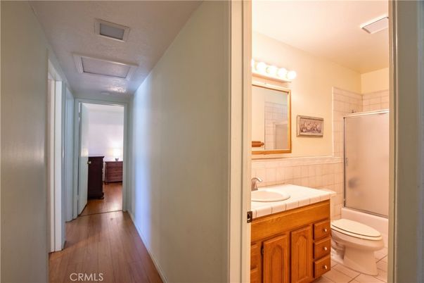 Bathroom, Interior, Tile Countertops, Wood Texture Flooring