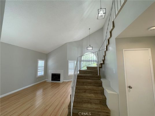 Fireplace, Interior, Pendant Lights, Wood Texture Flooring
