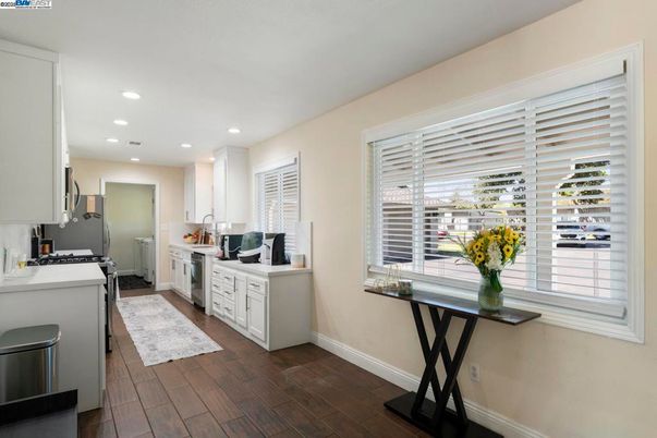 Interior, Kitchen, Recessed Lighting, Wood Texture Flooring