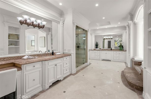 Bathroom, Dual Sink Vanities, Glass Shower, Interior, Recessed Lighting