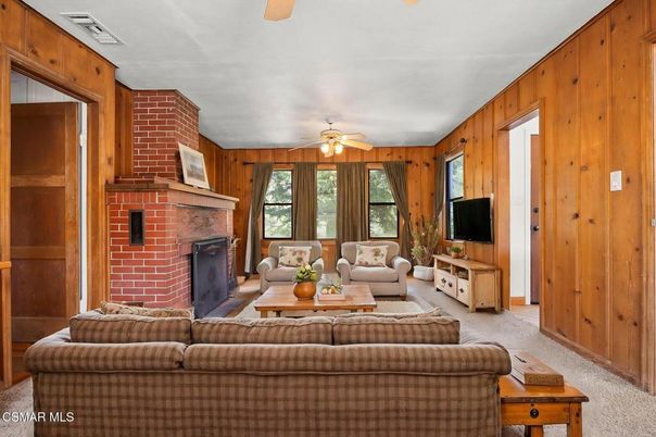 Fireplace, Interior, Living room, Stone Walls, Wooden Walls