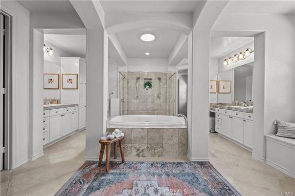 Bathroom, Dual Sink Vanities, Glass Shower, Interior, Recessed Lighting