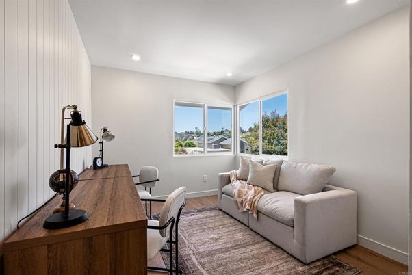 Home Office, Interior, Recessed Lighting, Wood Texture Flooring