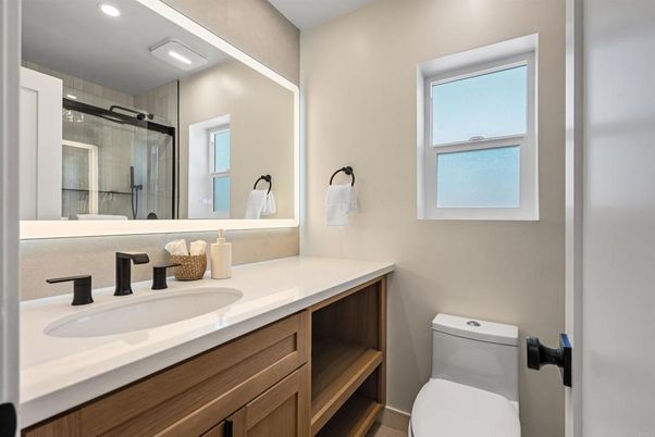 Bathroom, Glass Shower, Interior, Recessed Lighting