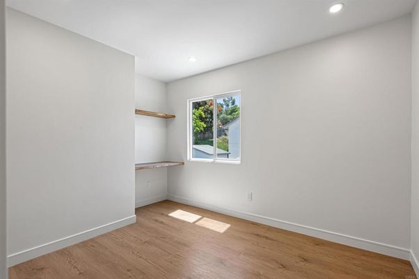 Empty room, Interior, Recessed Lighting, Wood Texture Flooring