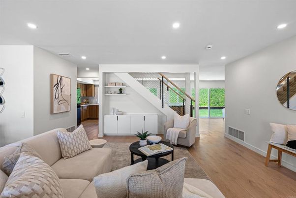 Interior, Living room, Recessed Lighting, Wood Texture Flooring