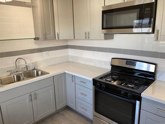 Interior, Kitchen, Stainless Steel Appliances, Wood Texture Flooring