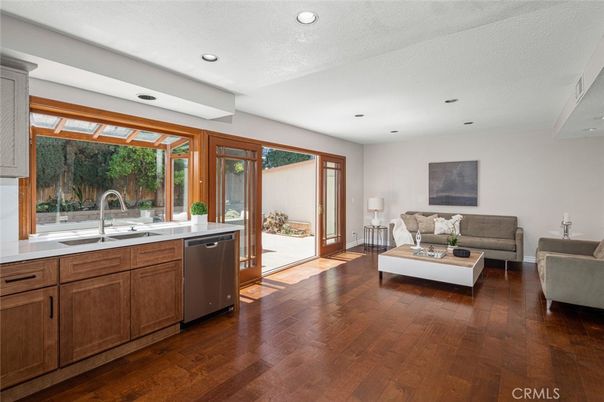 Interior, Kitchen, Living room, Recessed Lighting, Wood Texture Flooring