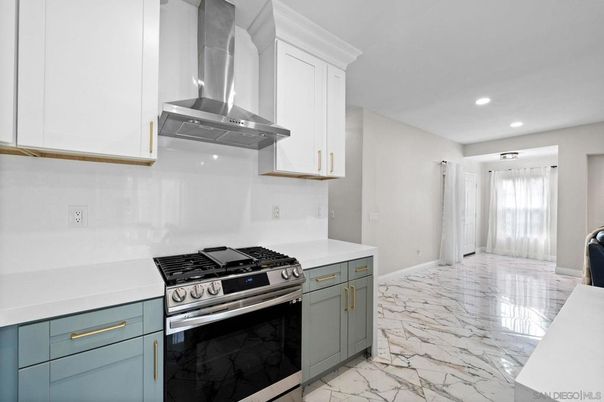 Interior, Kitchen, Marble, Recessed Lighting, Stainless Steel Appliances
