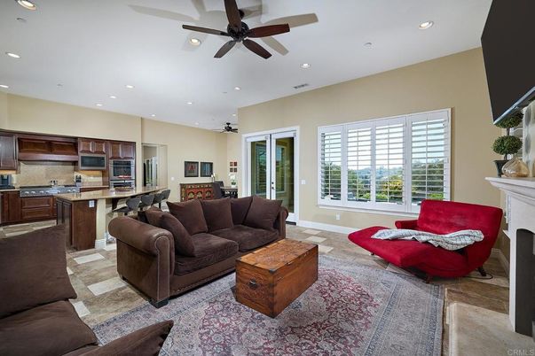Dining room, Fireplace, Interior, Kitchen, Living room, Recessed Lighting, Stainless Steel Appliances