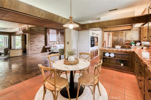 Dining room, Fireplace, Interior, Kitchen, Pendant Lights, Stone Walls