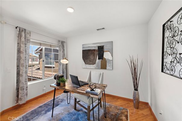 Home Office, Interior, Recessed Lighting, Wood Texture Flooring