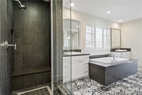 Bathroom, Dual Sink Vanities, Glass Shower, Interior, Recessed Lighting