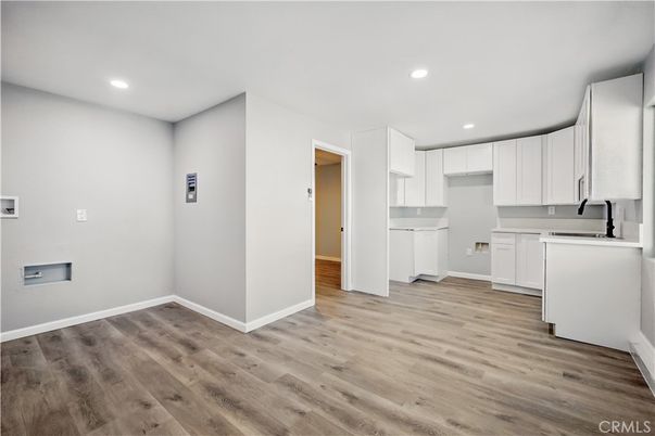 Interior, Kitchen, Recessed Lighting, Wood Texture Flooring