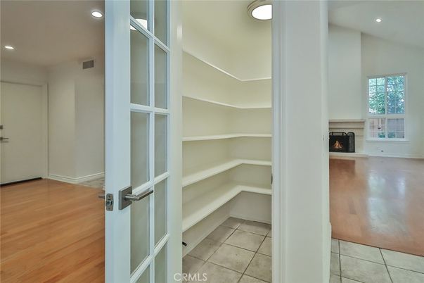 Fireplace, Interior, Recessed Lighting, Wood Texture Flooring