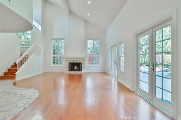Fireplace, Interior, Recessed Lighting, Wood Texture Flooring