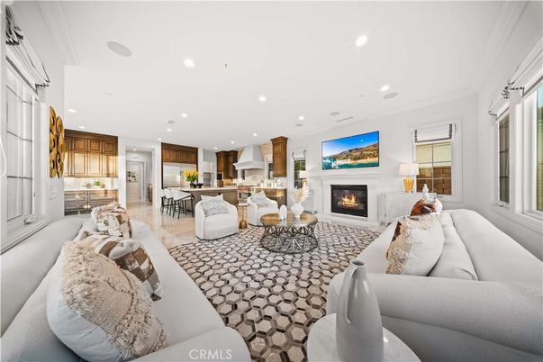 Dining room, Fireplace, Interior, Kitchen, Living room, Recessed Lighting
