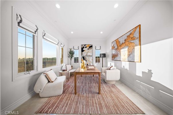 Home Office, Interior, Living room, Recessed Lighting, Wood Texture Flooring