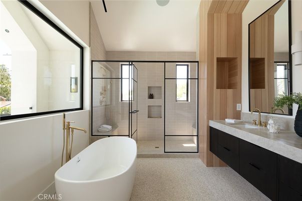 Bathroom, Dual Sink Vanities, Free Standing Baths, Glass Shower, Interior