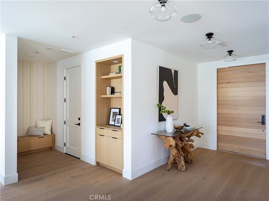Interior, Recessed Lighting, Wood Texture Flooring, Wooden Walls