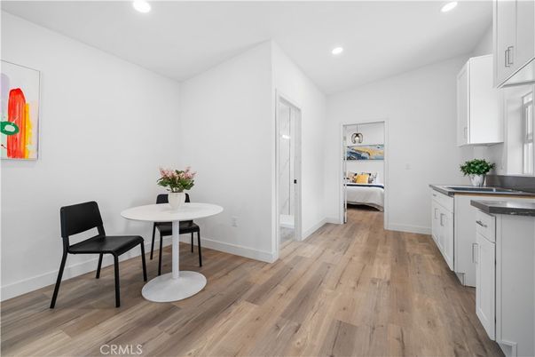 Interior, Kitchen, Recessed Lighting, Wood Texture Flooring