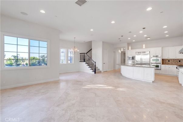 Chandelier, Interior, Kitchen, Pendant Lights, Recessed Lighting, Stainless Steel Appliances