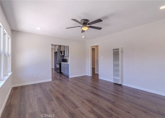 Empty room, Interior, Kitchen, Recessed Lighting, Wood Texture Flooring