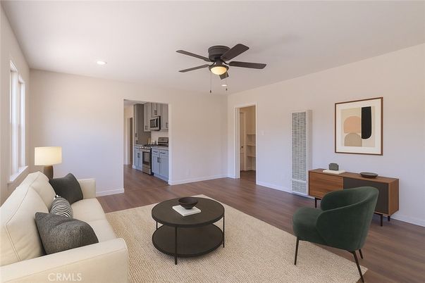 Interior, Kitchen, Living room, Recessed Lighting, Wood Texture Flooring