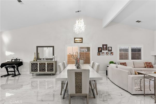 Dining room, Interior, Living room, Marble, Pendant Lights