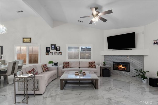 Fireplace, Interior, Living room, Marble, Pendant Lights