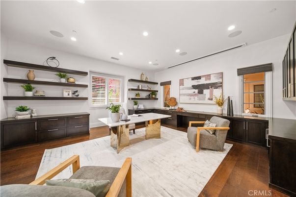 Home Office, Interior, Recessed Lighting, Wood Texture Flooring