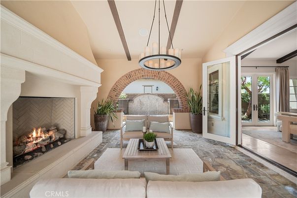 Fireplace, Interior, Living room, Pendant Lights