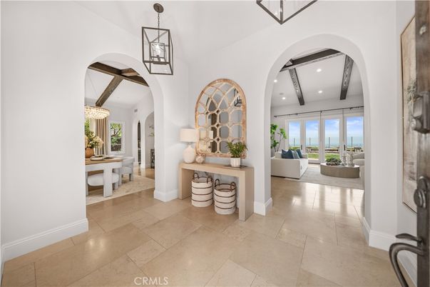 Interior, Living room, Pendant Lights, Recessed Lighting, Water, Wooden Beams