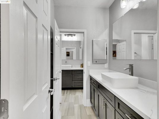 Bathroom, Dual Sink Vanities, Interior, Wood Texture Flooring