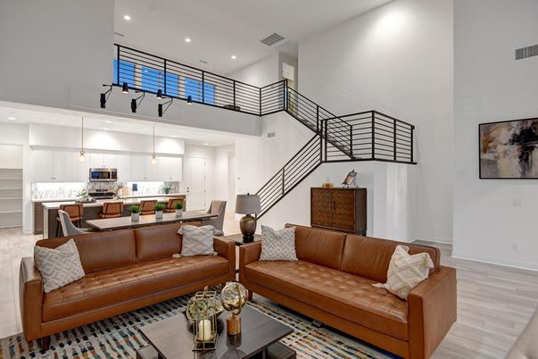 Dining room, Interior, Kitchen, Living room, Pendant Lights, Recessed Lighting, Stainless Steel Appliances, Wood Texture Flooring