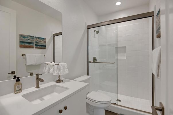 Bathroom, Glass Shower, Interior, Recessed Lighting