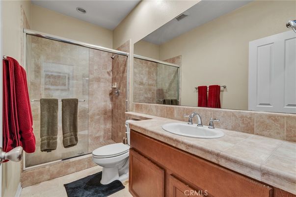 Bathroom, Glass Shower, Interior, Recessed Lighting, Tile Countertops