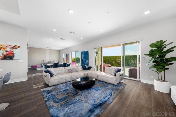 Dining room, Interior, Living room, Recessed Lighting, Wood Texture Flooring