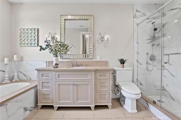 Bathroom, Dual Sink Vanities, Glass Shower, Interior, Marble Walls