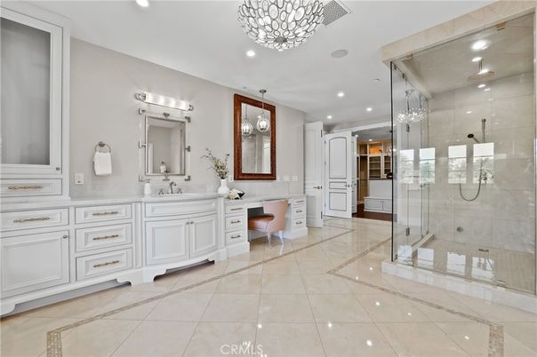 Bathroom, Dual Sink Vanities, Glass Shower, Interior, Recessed Lighting